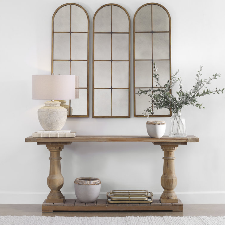 Stony Gray Wash 71'' Salvaged Fir Lumber Console Table with Storage