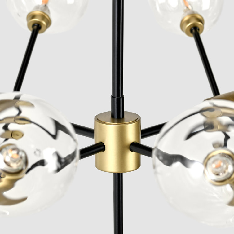 Black and Gold 20-Light Sputnik Chandelier with Glass Shades