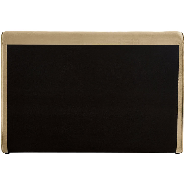 Camel Velvet Upholstered Queen Bed with Headboard