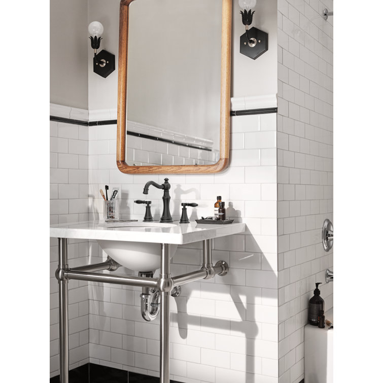 Elegant Weymouth 7.5" Polished Nickel Widespread Bathroom Faucet