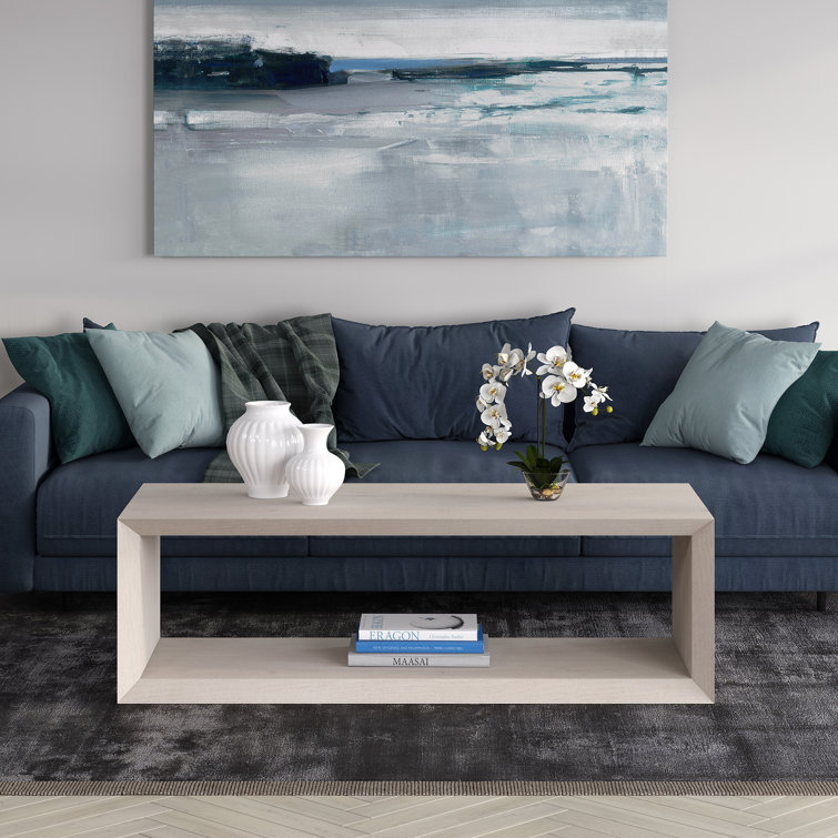 Alder White Rectangular MDF Coffee Table with Shelf