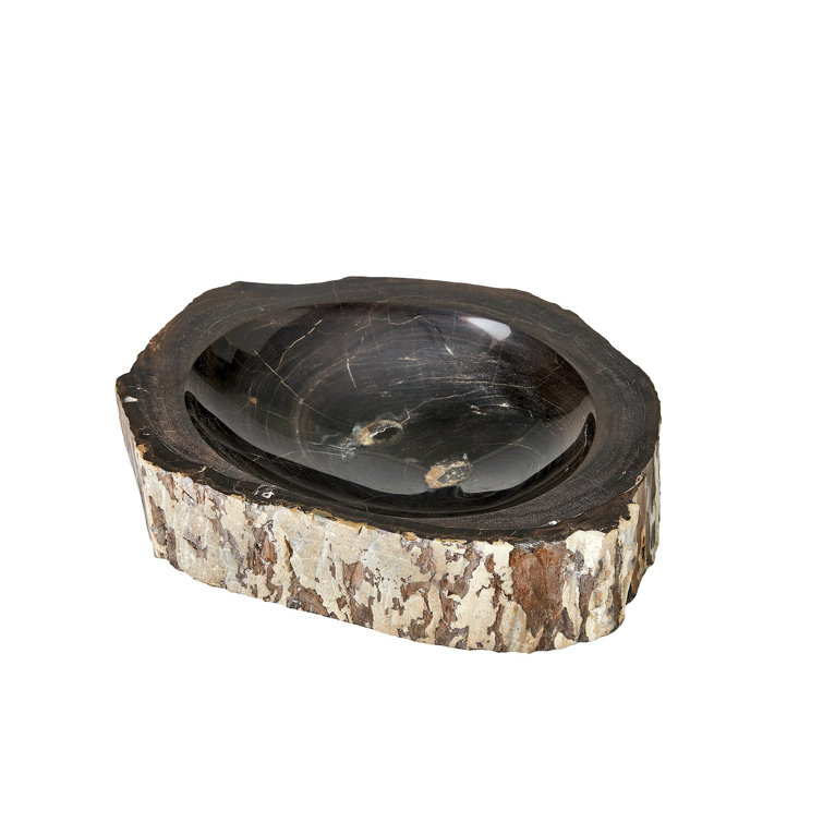 Handmade Petrified Wood Decorative Bowl in Black and Brown