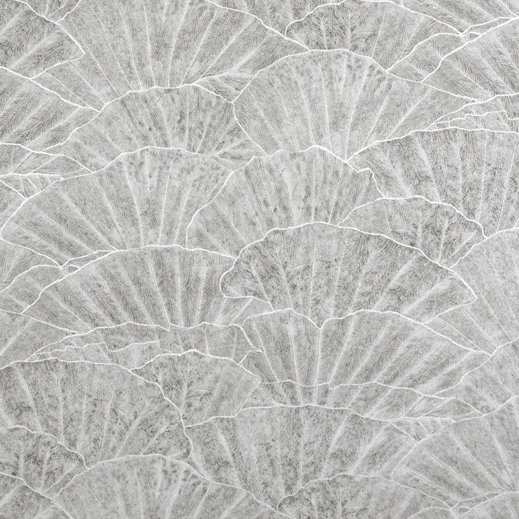 Cloudy Gray Non-Pasted Seashell Design Wallpaper Roll