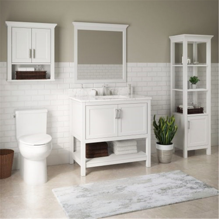 Hollis White Wood 32" x 32" Bathroom Vanity Mirror