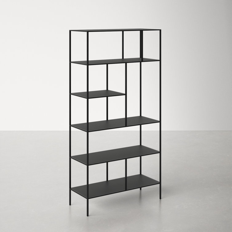 Industrial 5-Tier Blackened Bronze Metal Bookcase, 72" Tall