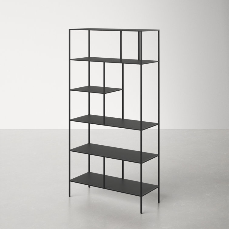 Industrial 5-Tier Blackened Bronze Metal Bookcase, 72" Tall