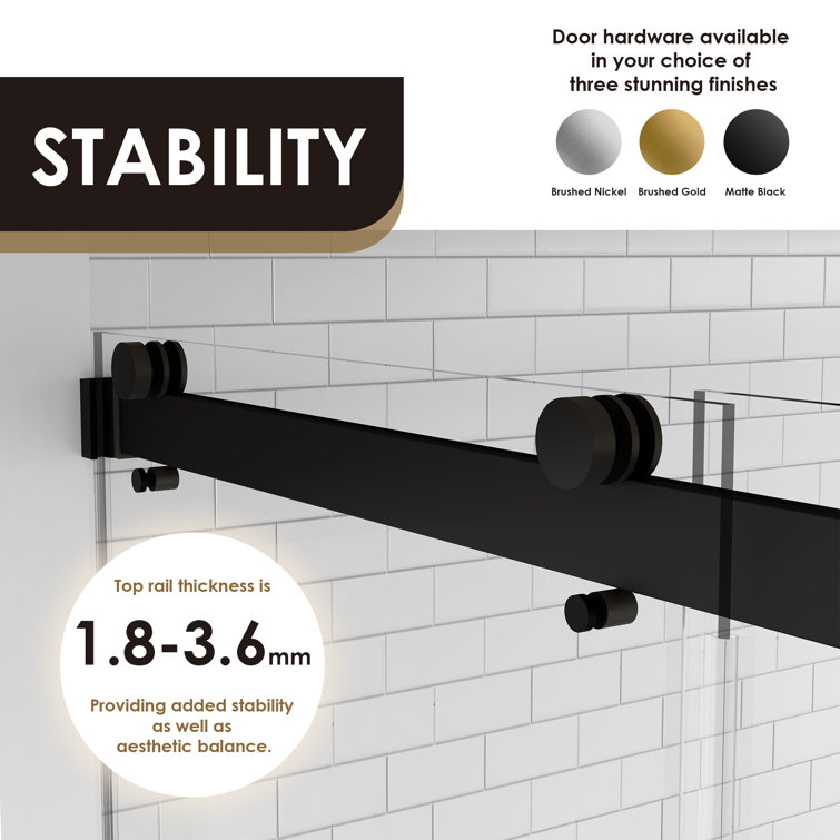 Matte Black Frameless Shower Door with Clear Glass, 48" W x 76" H