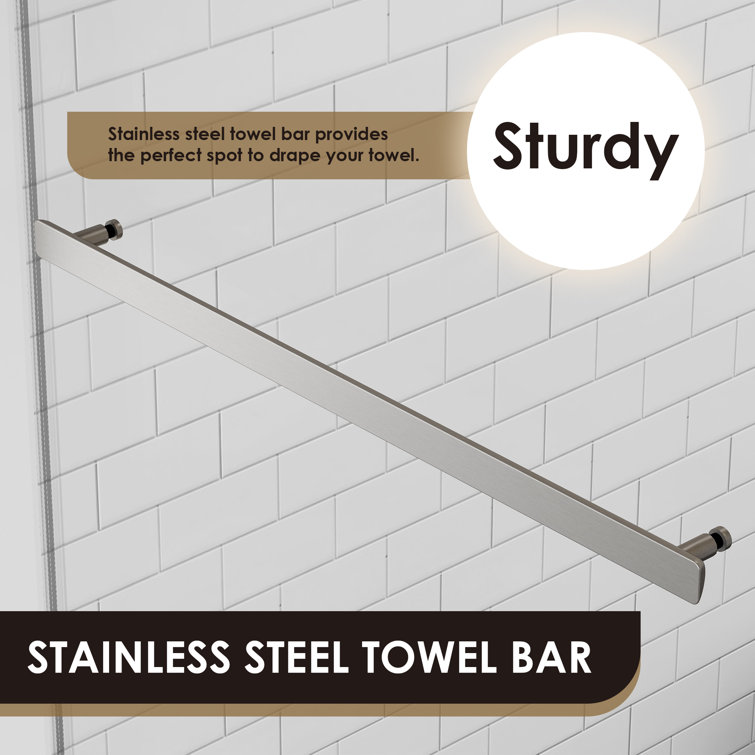 64" W x 76" H Frameless Clear Glass Shower Door with Nickel Finish