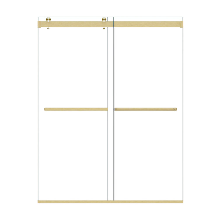 60" Gold Frameless Bypass Shower Door with Clear Glass