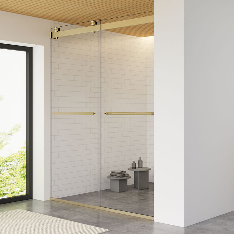 60" Gold Frameless Bypass Shower Door with Clear Glass