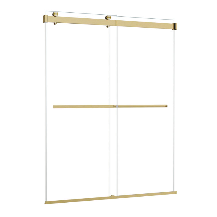 60" Gold Frameless Bypass Shower Door with Clear Glass