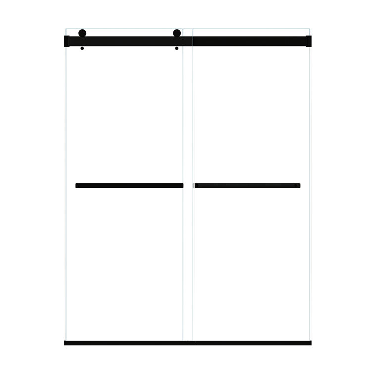 Matte Black Frameless Clear Glass Bypass Shower Door, 60" W x 76" H