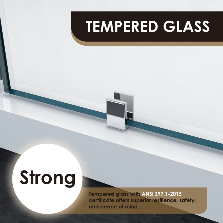 52" W x 74" H Frameless Chrome Glass Shower Door