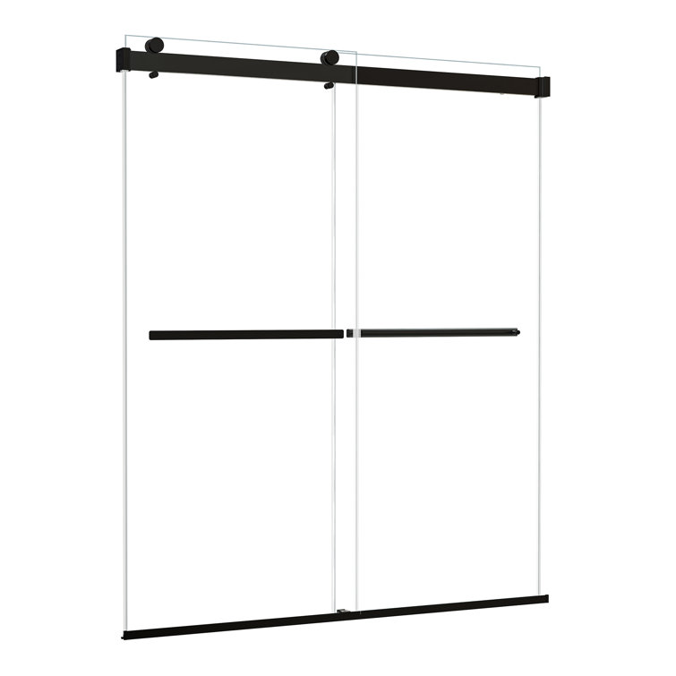 Altair 64" Matte Black Frameless Bypass Shower Door with Clear Glass