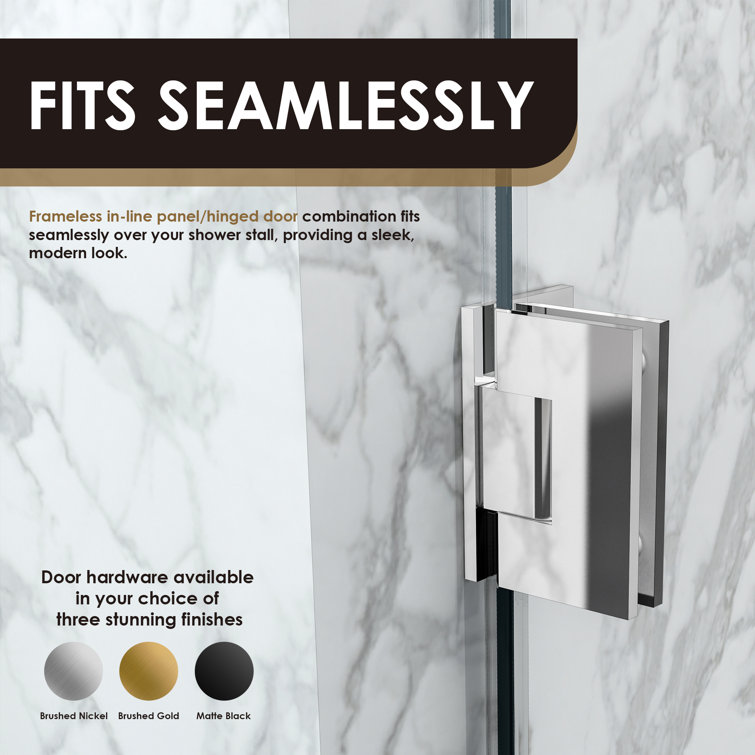 52" W x 74" H Frameless Chrome Glass Shower Door