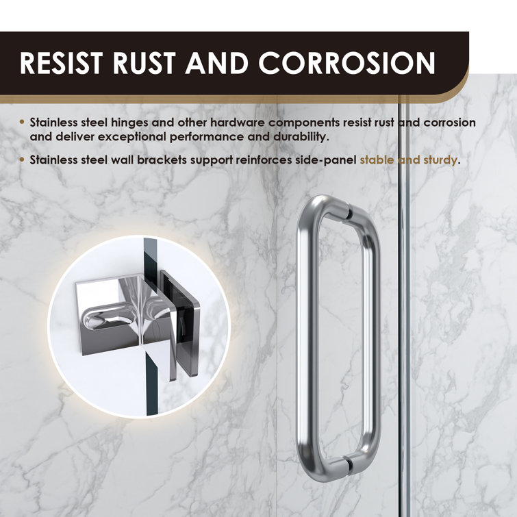 52" W x 74" H Frameless Chrome Glass Shower Door