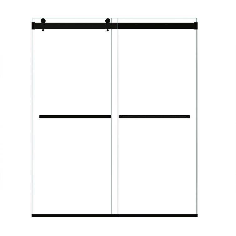 Altair 64" Matte Black Frameless Bypass Shower Door with Clear Glass