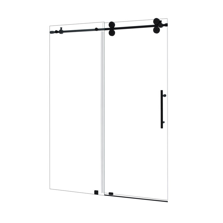 Matte Black Frameless Sliding Shower Door with Clear Glass