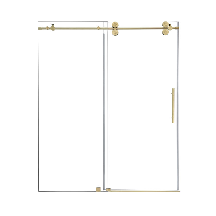 Gold and Clear Glass Frameless Sliding Shower Door, 68" x 78"
