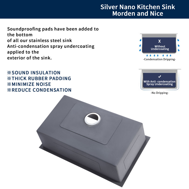 32'' Rectangular Undermount Stainless Steel Kitchen Sink