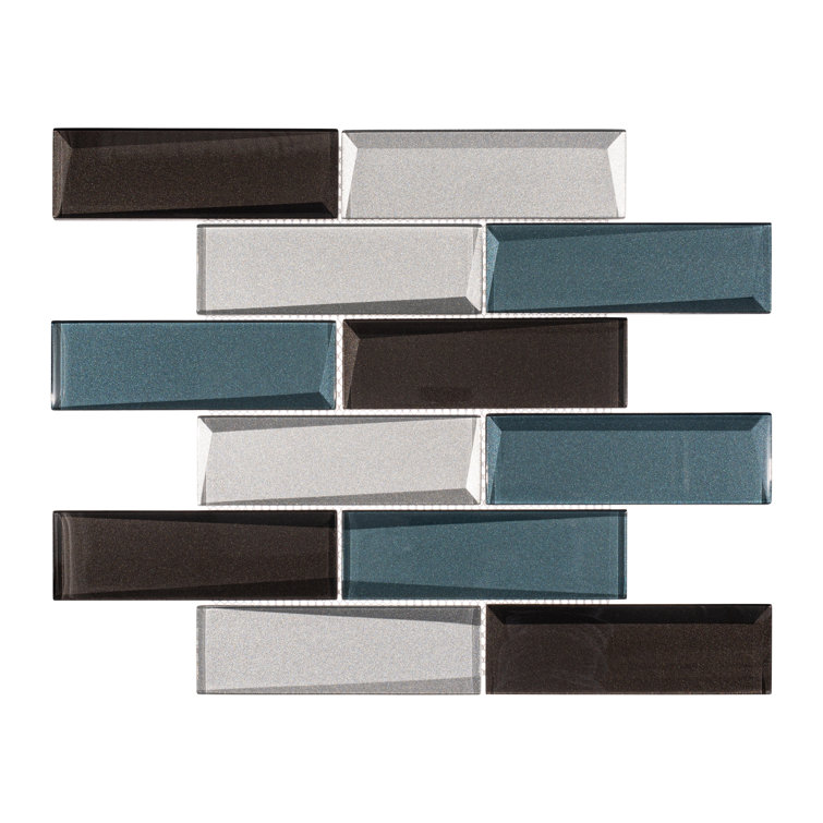 Daazen 2" x 6" Multicolor Glass Mosaic Tile