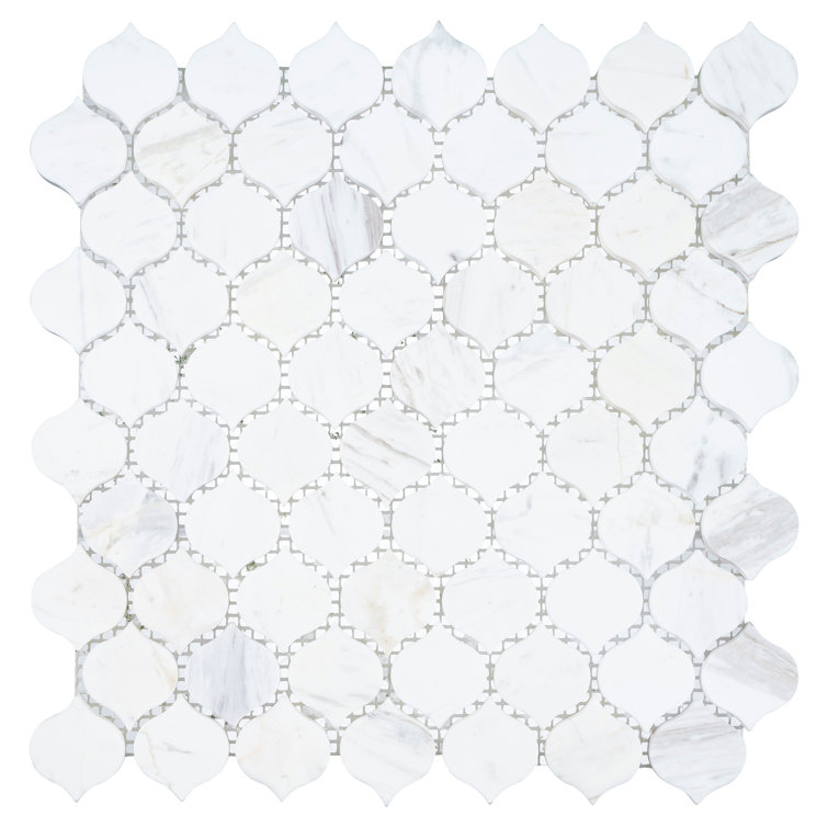 Dayberry 12" White Marble Arabesque Mosaic Tile