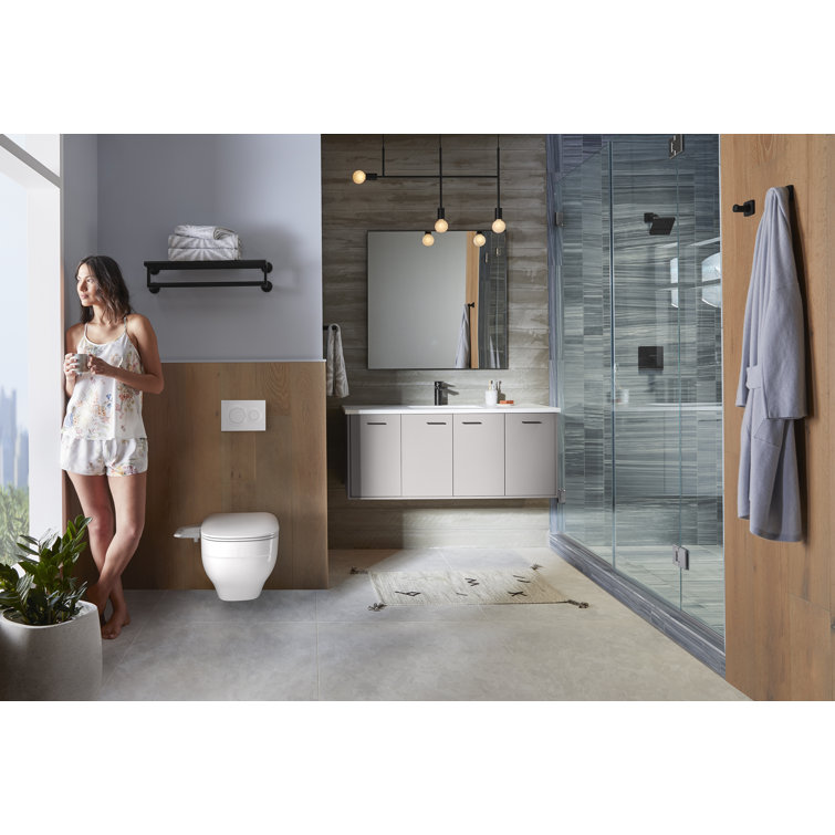 White Manual Bidet Attachment with Dual Self-Cleaning Nozzles