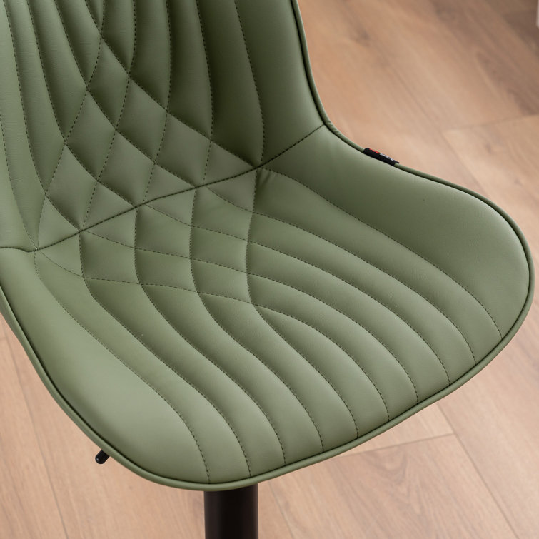 Bean Green Adjustable Swivel Faux Leather Bar Stools with Iron Base