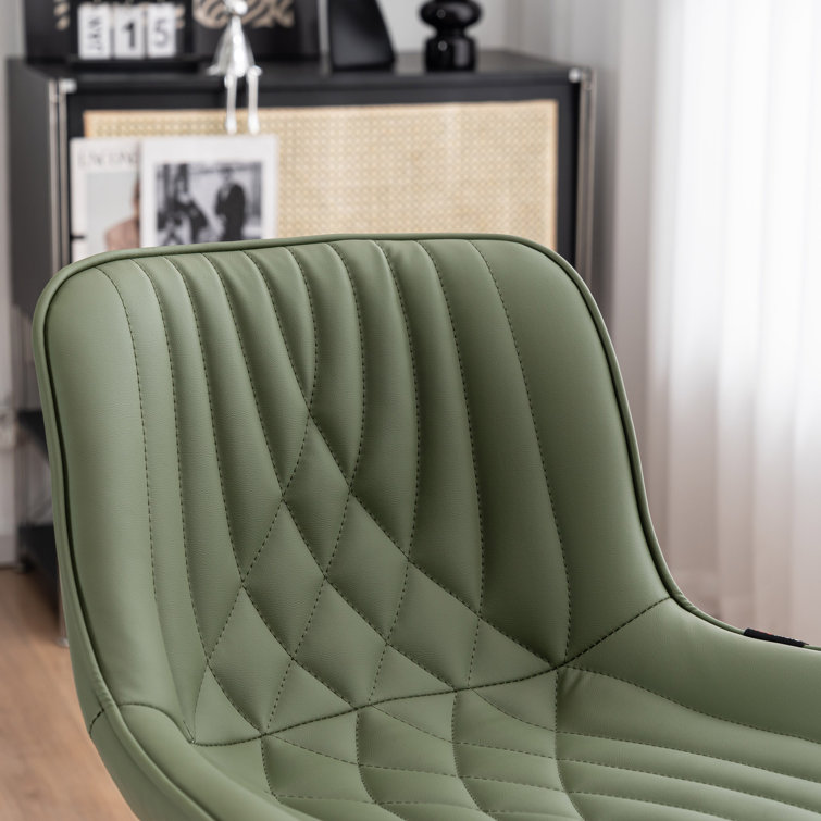 Bean Green Adjustable Swivel Faux Leather Bar Stools with Iron Base