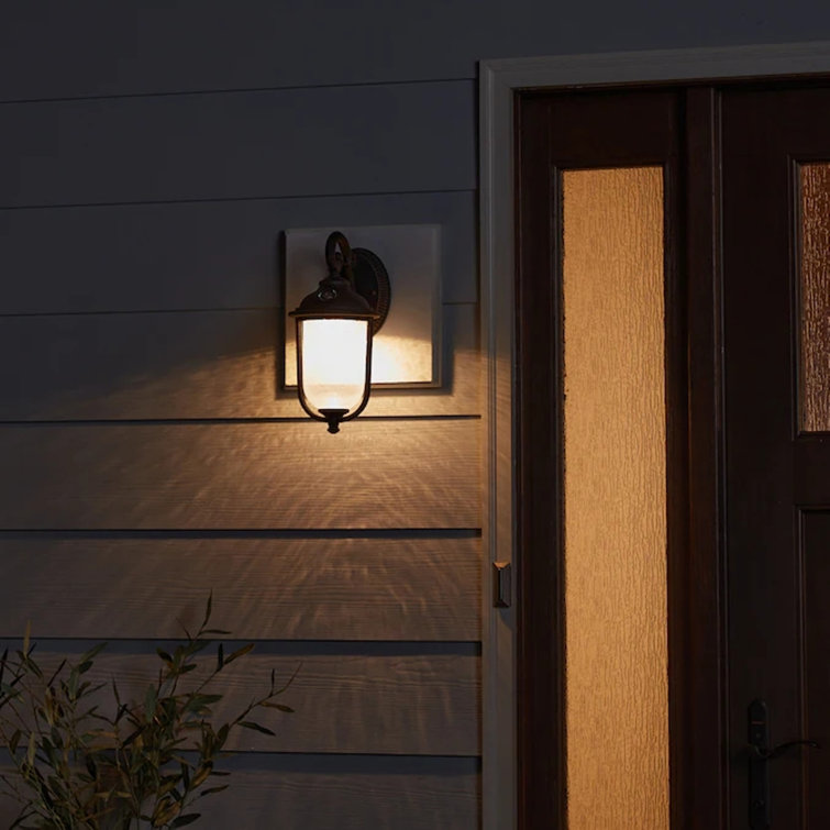 Rustic Bronze 14" LED Outdoor Wall Light with Clear Seeded Glass