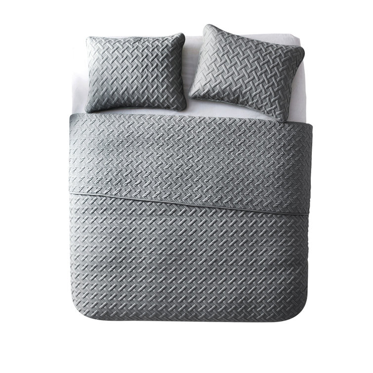 Gray Twin Reversible Microfiber Kids Quilt Set