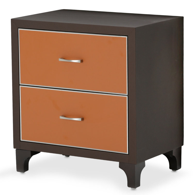 Diablo Orange and Brown 2-Drawer Transitional Nightstand