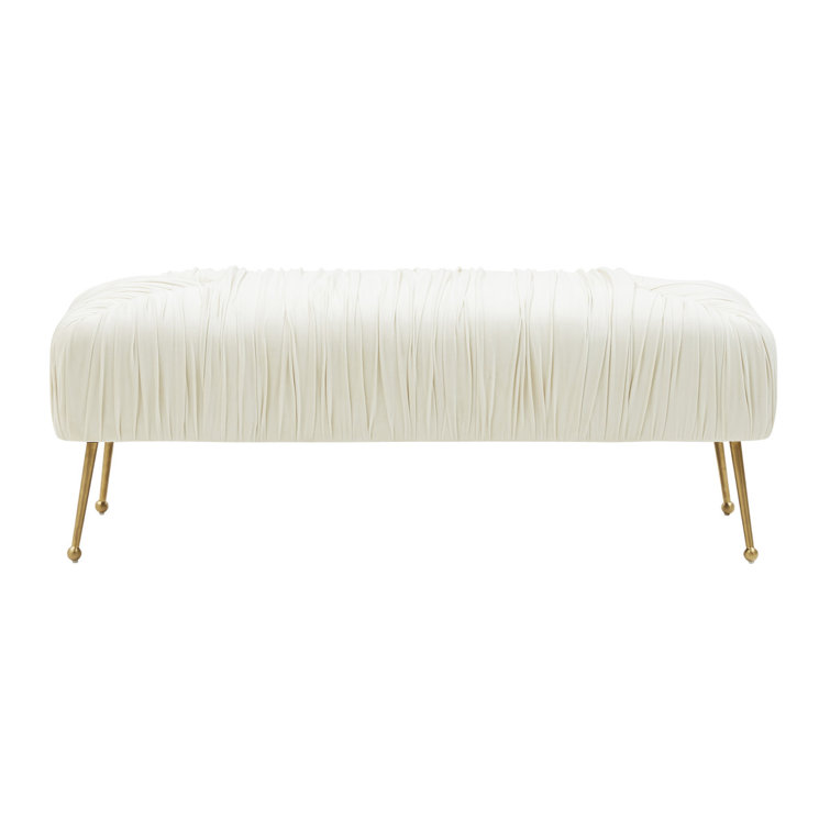 Jessica Cream Velvet Bench with Gold Stainless Steel Legs