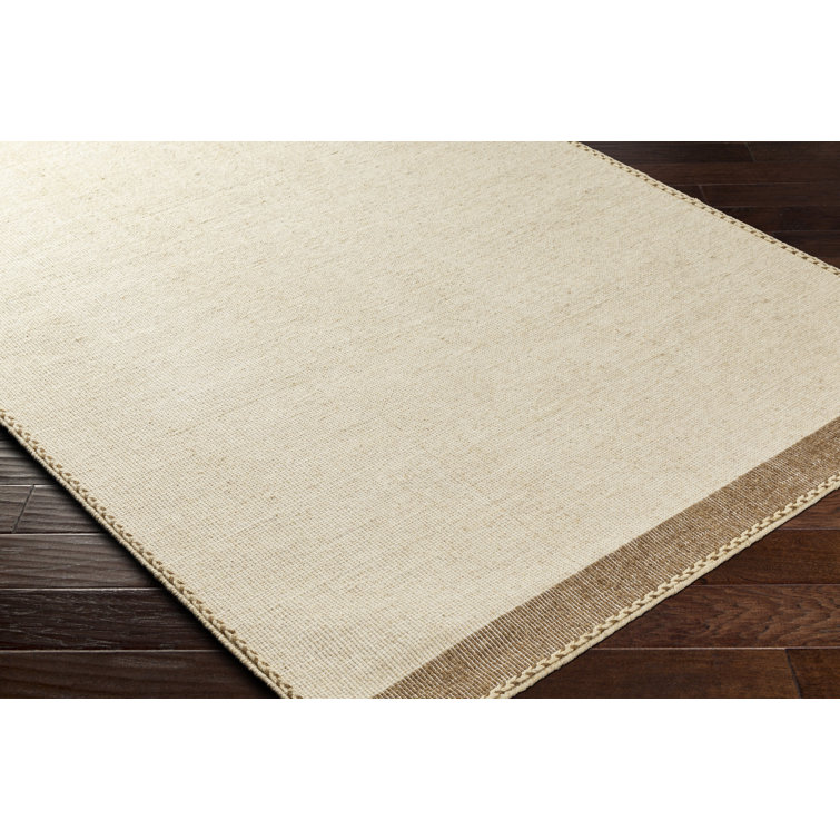 Handwoven Beige and Brown Wool Rectangular Rug 6' x 9'