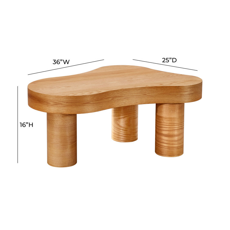 Natural Oak Free Form Outdoor Coffee Table with Storage