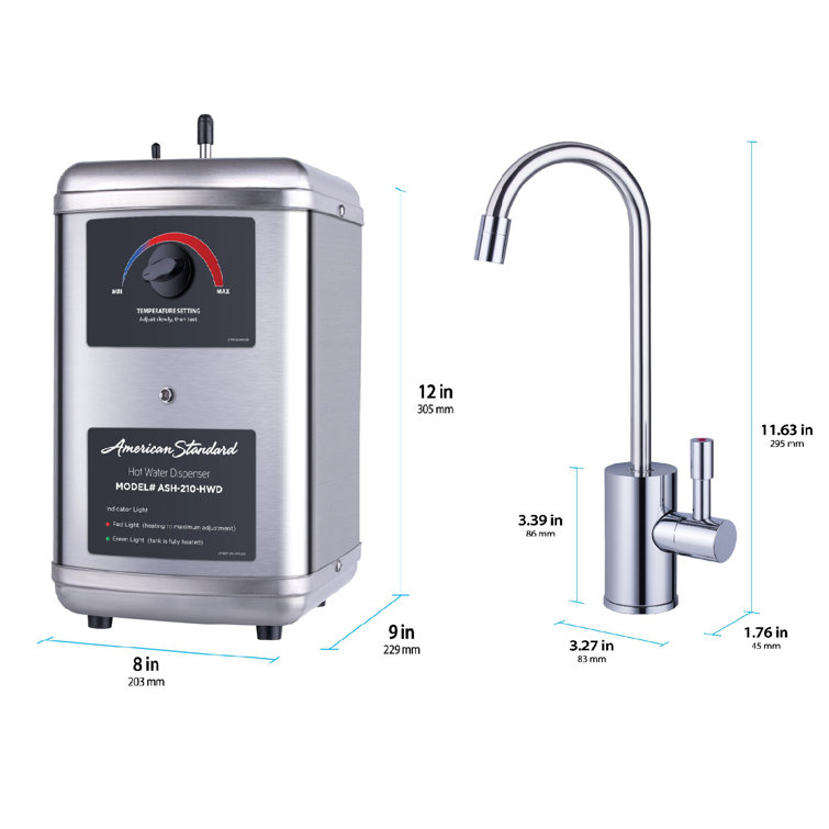 Brushed Nickel Dual Handle Hot and Cold Water Dispenser
