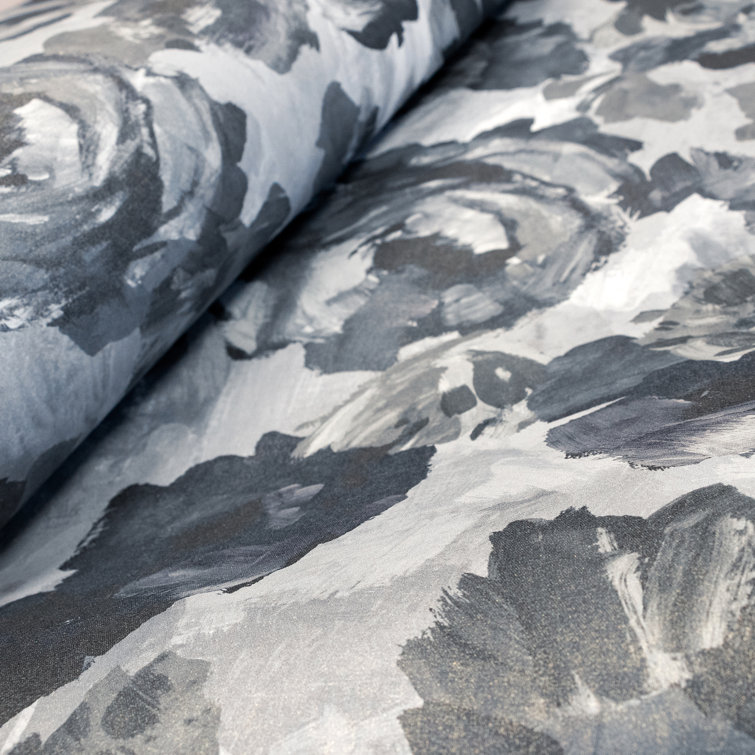 Large Grey Floral Non-pasted Washable Wallpaper Roll