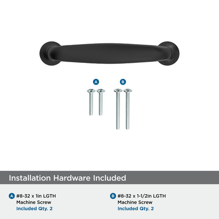 Matte Black Traditional Cabinet Bar Pull with Mounting Hardware
