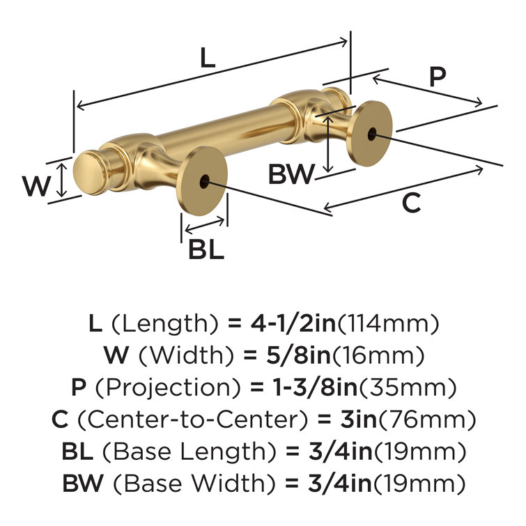 Champagne Bronze 3-Inch Center-to-Center Cabinet Pull