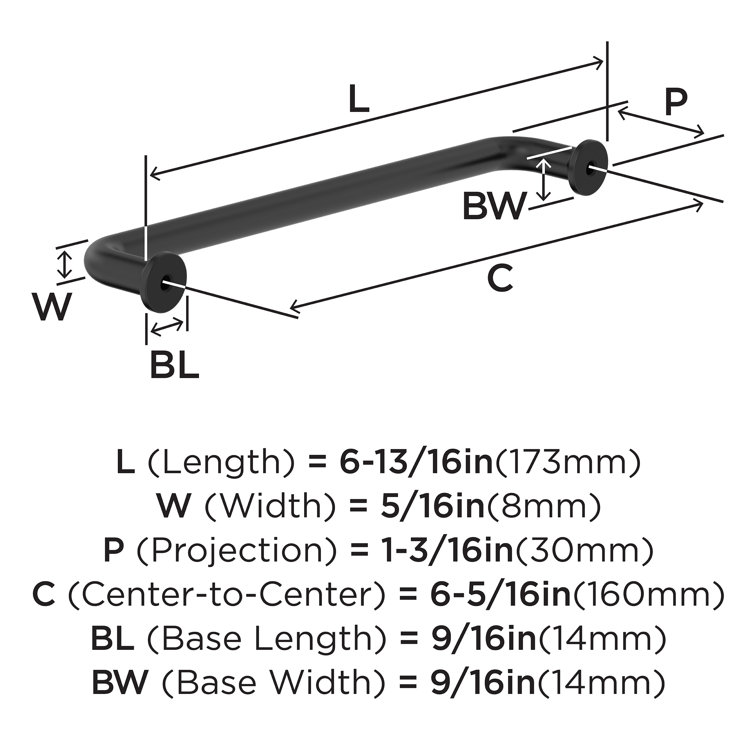 Matte Black 5-1/16" Center-to-Center Arch Cabinet Pull