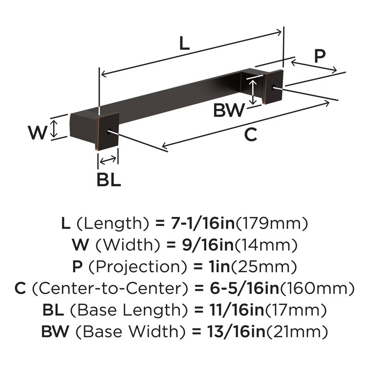 Oil Rubbed Bronze 7-Inch Modern Cabinet Pull with Mounting Hardware