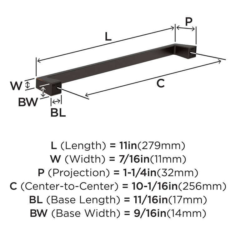 Modern Oil-Rubbed Bronze 10-1/16 Inch Cabinet Pull