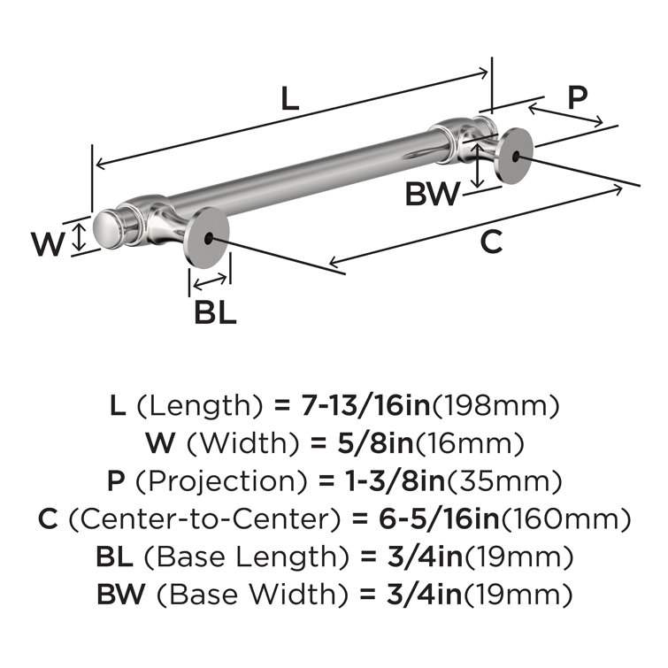 Polished Chrome 5-1/16" Traditional Cabinet Pull