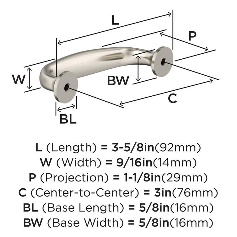 Satin Nickel 3-Inch Brushed Cabinet Pull with Mounting Hardware