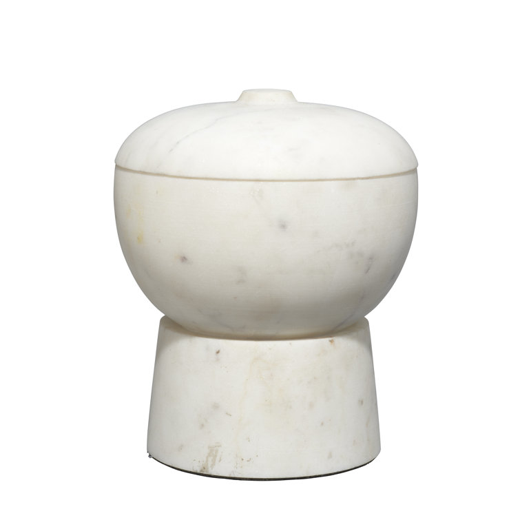 Handcrafted White Marble Decorative Storage Box with Lid