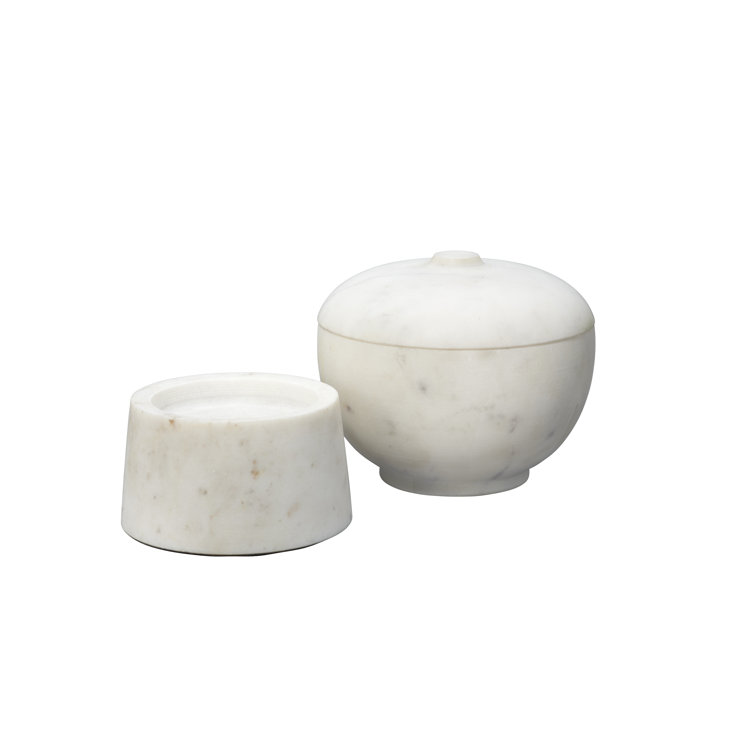 Handcrafted White Marble Decorative Storage Box with Lid