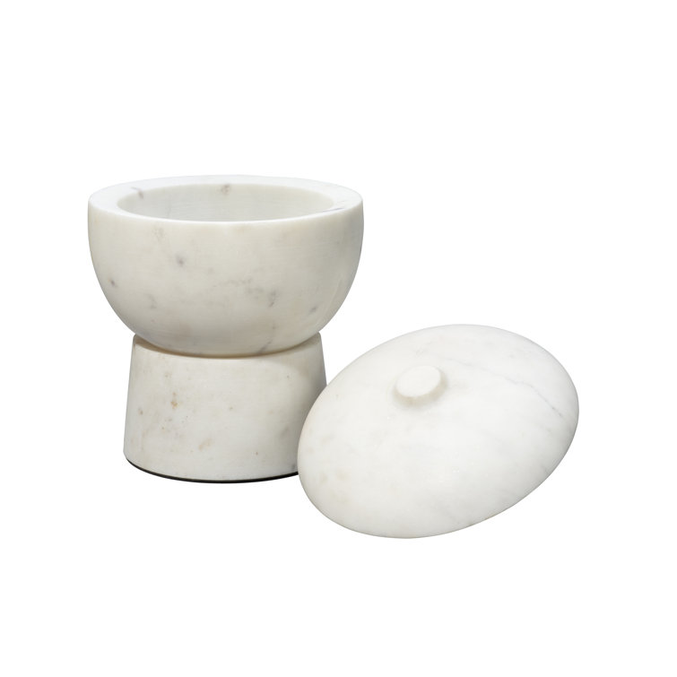 Handcrafted White Marble Decorative Storage Box with Lid