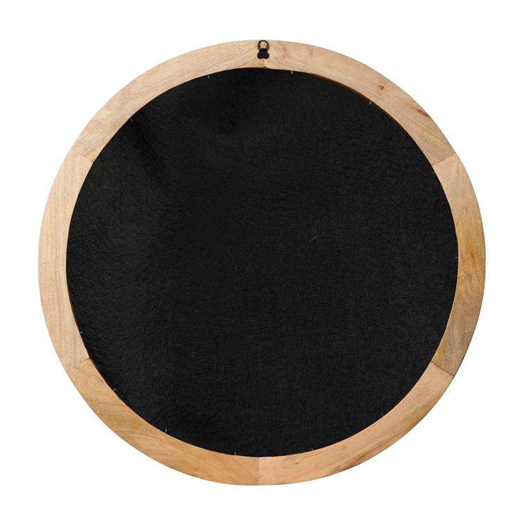 Natural Carved Wood Round Wall Mirror