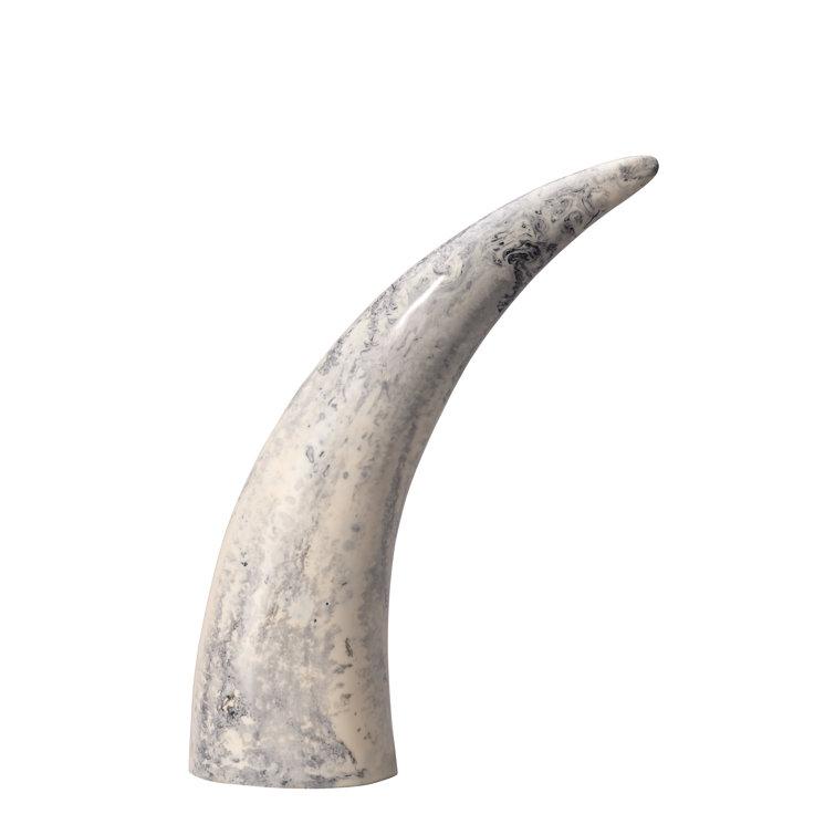 Variegated Resin Horn Sculptures in Cream, Black, and Gray