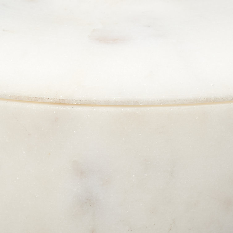 Handcrafted White Marble Decorative Box with Lid